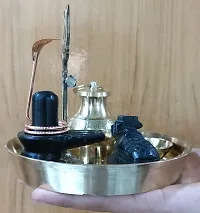 Shivling, Nandi, Trishul, Copper Naag, Katori, and Tasta Plate Combo Set For Religious Purpose-thumb1