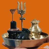 Shivling, Nandi, Trishul, Copper Naag, Katori, and Tasta Plate Combo Set For Religious Purpose-thumb1