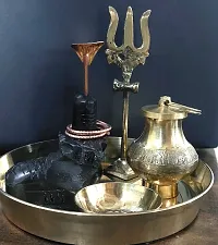 Shivling, Nandi, Trishul, Copper Naag, Katori, and Tasta Plate Combo Set For Religious Purpose-thumb2