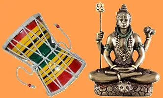 Religious Statue of Shiv Padmasana Sitting Idol Sculpture with Colorful Damru-thumb2