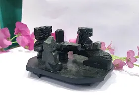 Black Marble Shivling with Shiv Parivar and Nandi Statue Religious showpiece-thumb2