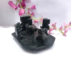 Black Marble Shivling with Shiv Parivar and Nandi Statue Religious showpiece-thumb3