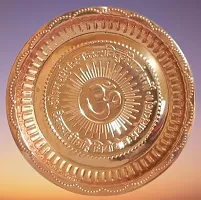 Pure Copper Pooja Plate/thali with Engraved Om Design-thumb1