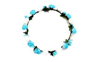 Gofii Pretty Blue,White Foam Flower & Blue Pollen Princess Collection Floral Tiara/Crown for Girls & Women (Hair Accessory)-thumb2