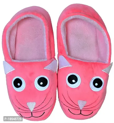 S&F Women's Artificial Fleece Winter Warm Anti-Slip Heart House Slippers Warm Winter Comfortable and Soft Indoor/Outdoor Rubber Bottom Fur Slippers (37/38, Pink)-thumb4