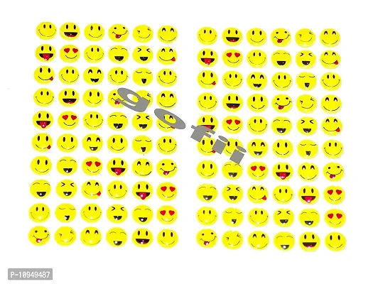 gofii Mini/Small Self Adhesive 3D Different Moods Smiley/Emoji Plastic Stickers - Set of 120 ( Pack of 2 )-thumb0