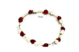 Gofii Preety red,White Flower  White Pearl Princess Collection Floral Tiara/Crown for Girls  Women (Hair Accessory)-thumb2