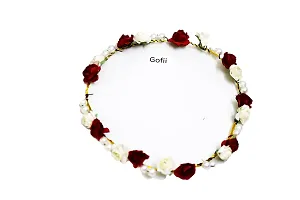 Gofii Preety red,White Flower  White Pearl Princess Collection Floral Tiara/Crown for Girls  Women (Hair Accessory)-thumb1