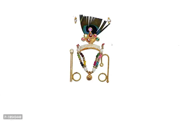 gofii Velvet God Poshak (4 inch, Multicolour) Pack of 1 with one Jewelry Set, one pagdi, one gaddi-thumb3