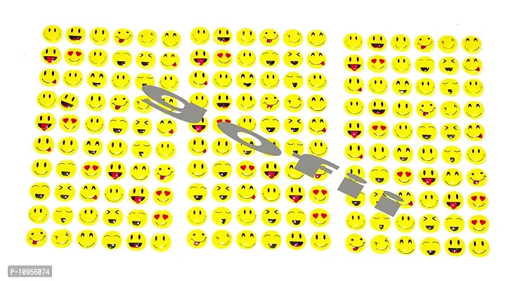 gofii Mini/Small Self Adhesive 3D Different Moods Smiley/Emoji Plastic Stickers Pack of 3 Sticker-thumb0
