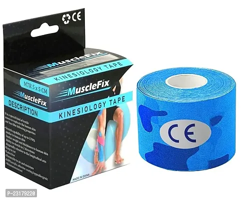 A-Tape Waterproof Kinesiology Tape | Spandex Cotton Latex Free Breathable Athletic Sports Tape For Injury, Muscle Support, Pain Relief, Joint Support And Physiotherapy(5 Mtr X 5 Cm) Army Blue-thumb0