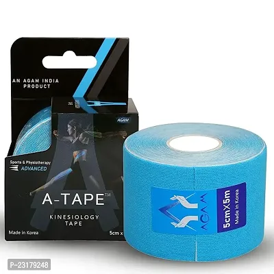 A-Tape Waterproof Kinesiology Tape | Spandex Cotton Latex Free Breathable Athletic Sports Tape For Injury, Muscle Support, Pain Relief, Joint Support And Physiotherapy(5Mtr X 5 Cm), Black