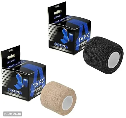 A-Tape Cohesive Self Adhesive Elastic Crepe Bandage Green And Black (5 Cm X 4.5 Meters), Pack Of 2