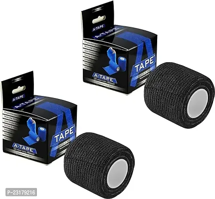 A-Tape Cohesive Crepe Bandage Elastic Self Adhesive Black (Pack Of 2, 5 Cm X 4.5 Mtr)