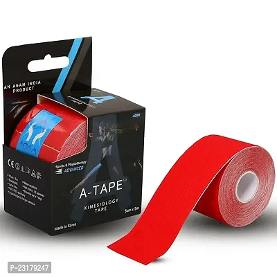 A-Tape Waterproof Kinesiology Tape Latex Free Breathable Athletic Sports Tape For Injury, Muscle Support, Pain Relief, Joint Support And Physiotherapy (5 M X 5 Cm) Red