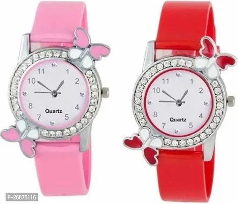 Stylish Multicoloured Rubber Analog Watches For Women Pack Of 2