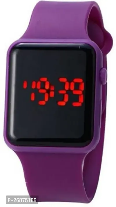 Stylish Purple Rubber Digital Watches For Women-thumb0