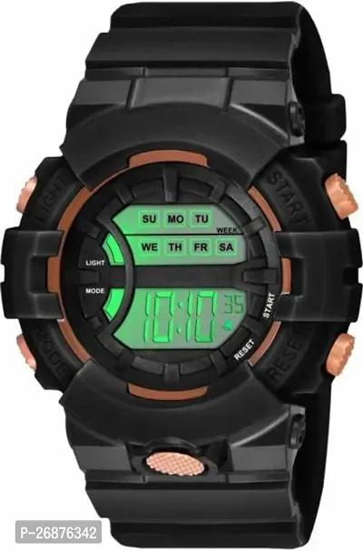 Stylish Black Metal Digital Watch For Men-thumb0