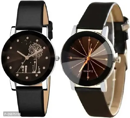 Stylish Black Rubber Analog Watches For Women Pack Of 2