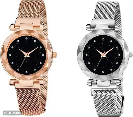 Stylish Multicoloured Metal Analog Watches For Women Pack Of 2