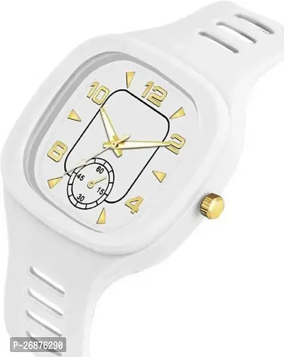 Stylish White Rubber Analog Watch For Men-thumb0