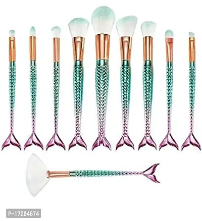 Makeup Brush Fish Shape Design | Small Size And Easy To Store | Makeup Kit For  Woman (Blue) combo10-thumb0