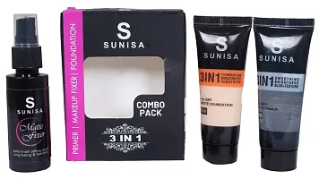 SUNISA Makeup Combo Kit 3 in 1 1Primer, 1Fixer and Foundation For Women Pack of 3-thumb1