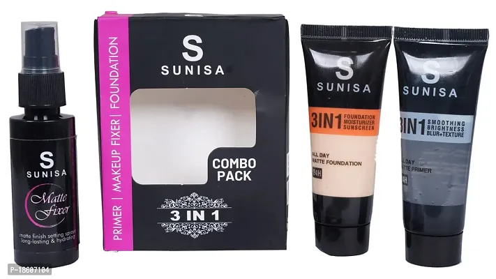 SUNISA Makeup Combo Kit 3 in 1 1Primer, 1Fixer and Foundation For Women Pack of 3-thumb2