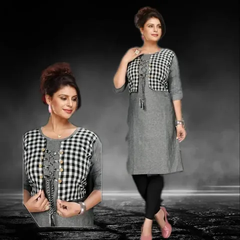 Stylish A-Line Self Design Cotton Kurta