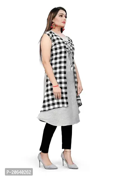 Stylish A-Line Self Design Cotton Kurta-thumb2