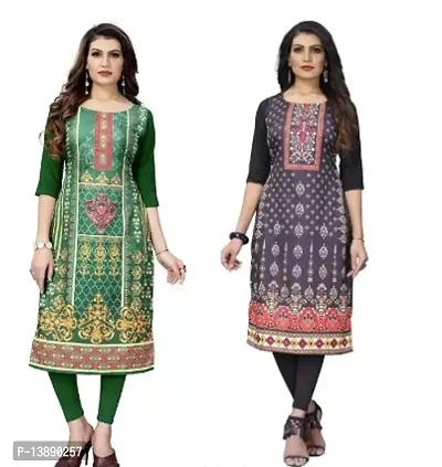 Reliable Crepe Printed Straight Kurta For Women- Pack Of 2