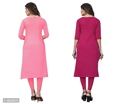 PREMVATI FASHION Women's Crepe Digital Print Straight Kurta(Pack of 2) (XL, CORALPINKDEEPPINK)-thumb2