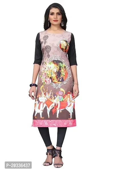 PREMVATI FASHION Women's Crepe Digital Print Straight Kurta (M, Cream)