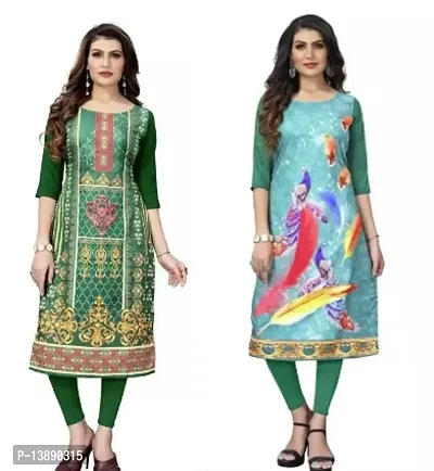 Reliable Crepe Printed Straight Kurta For Women- Pack Of 2