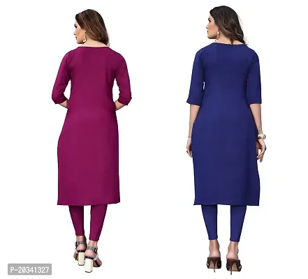 PREMVATI FASHION Women's Crepe Digital Print Straight Kurta(Pack of 2) (M, PURPELBLUEVIOLOT)-thumb2