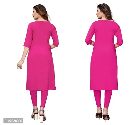 PREMVATI FASHION Women's Crepe Digital Print Straight Kurta(Pack of 2) (M, PinkHOTPINK)-thumb2