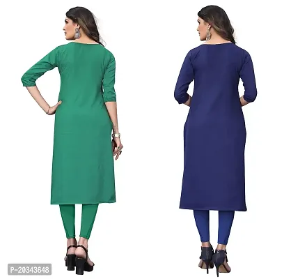 PREMVATI FASHION Women's Crepe Digital Print Straight Kurta(Pack of 2) (XL, SPRINGGREENDODGEBLUE)-thumb2