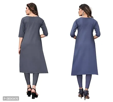 PREMVATI FASHION Women's Crepe Digital Print Straight Kurta(Pack of 2) (L, DIMGREYSLATEGREY)-thumb2