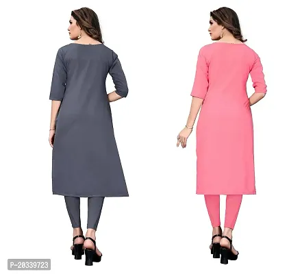 PREMVATI FASHION Women's Crepe Digital Print Straight Kurta(Pack of 2) (XXL, GreyCORALPINK)-thumb2