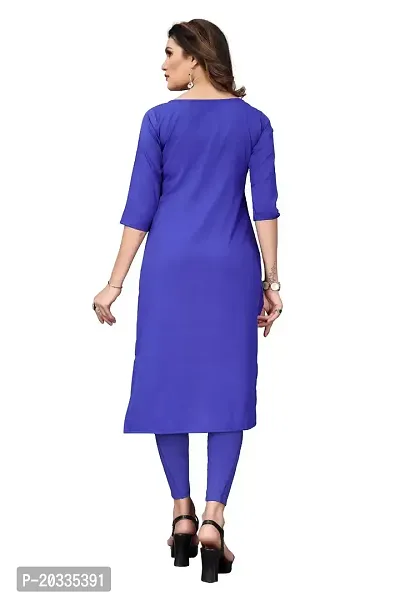 PREMVATI FASHION Women's Crepe Digital Print Straight Kurta (L, Blue)-thumb2