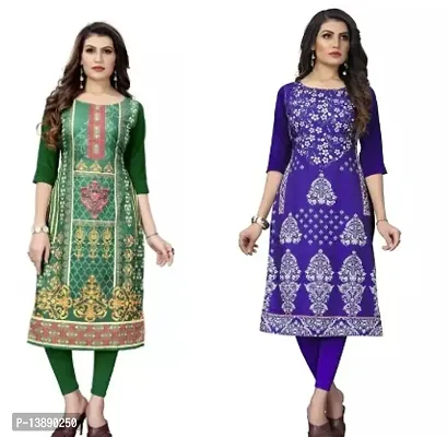 Reliable Crepe Printed Straight Kurta For Women- Pack Of 2