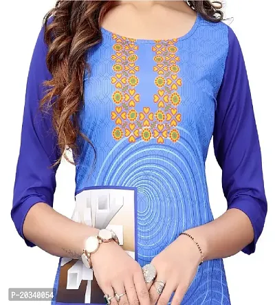 PREMVATI FASHION Women's Crepe Digital Print Straight Kurta Combo (S, Blue  DEEP Pink)-thumb5