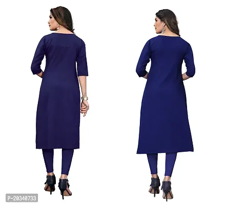 PREMVATI FASHION Women's Crepe Digital Print Straight Kurta(Pack 2) (XXL, DARKBLUEDODGEBLUE)-thumb2