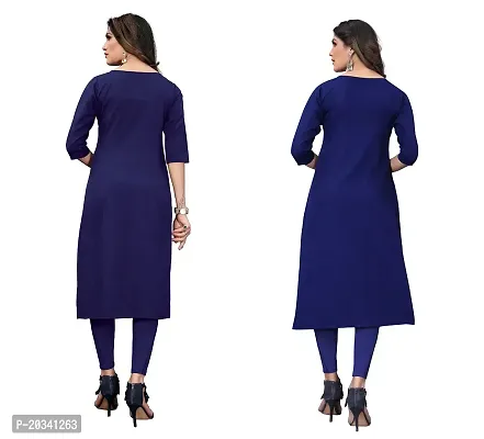 PREMVATI FASHION Women's Crepe Digital Print Straight Kurta(Pack of 2) (M, NAVYBLUEBLUEVIOLOT)-thumb2