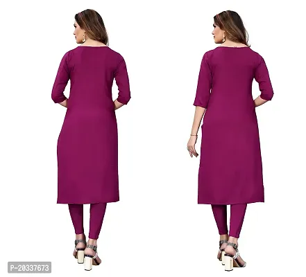 PREMVATI FASHION Women's Crepe Digital Print Straight Kurta(Pack of 2) (M, PURPELDARKPURPEL)-thumb2