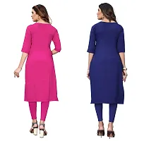 PREMVATI FASHION Women's Crepe Digital Print Straight Kurta(Pack of 2) (XXL, PinkDODGEBLUE)-thumb1