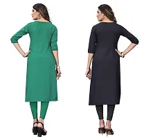 PREMVATI FASHION Women's Crepe Digital Print Straight Kurta(Pack of 2) (XL, SPRINGGREENSILVERBLACK)-thumb1