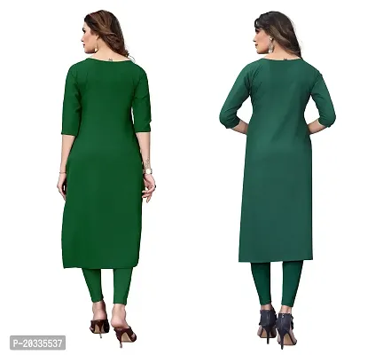 PREMVATI FASHION Women's Crepe Digital Print Straight Kurta(Pack of 2) (M, GreenOliveGreen)-thumb2