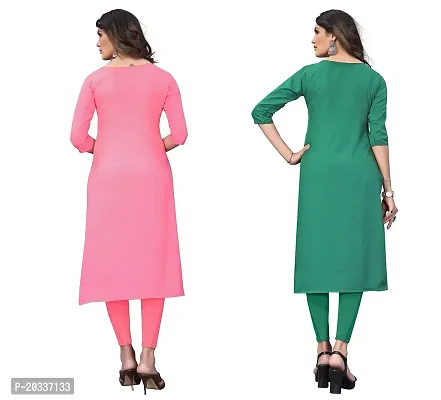 PREMVATI FASHION Women's Crepe Digital Print Straight Kurta(Pack of 2) (XL, Peach  Green)-thumb2