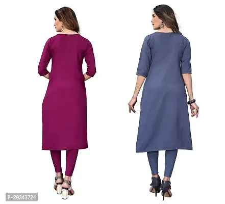 PREMVATI FASHION Women's Crepe Digital Print Straight Kurta(Pack of 2) (XL, DEEPPINKBluegrey)-thumb2